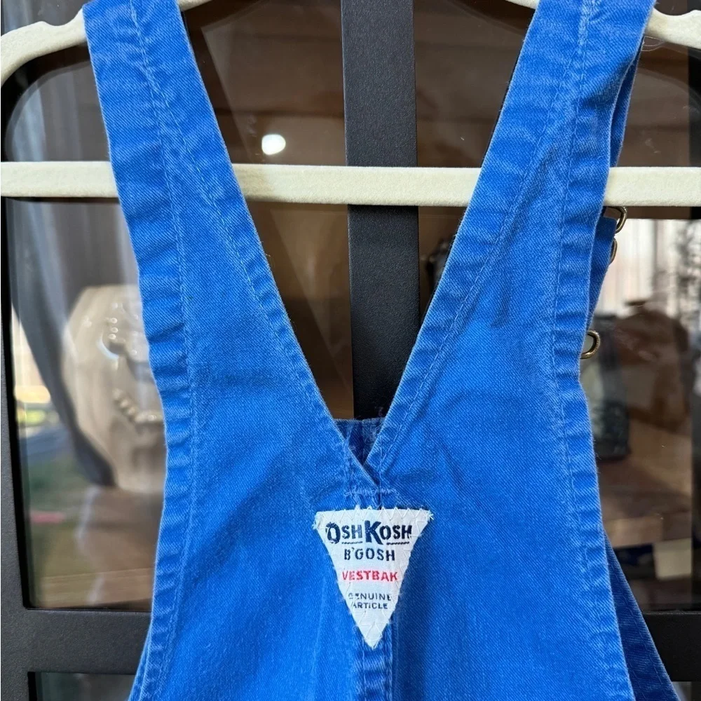 Vintage 1980s OshKosh B’Gosh toddler overalls cotton cobalt blue vestbak boy